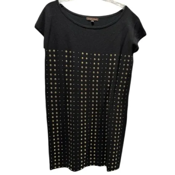 ADRIENNE VITTADINI LARGE black gold studded lightweight knit sleeveless