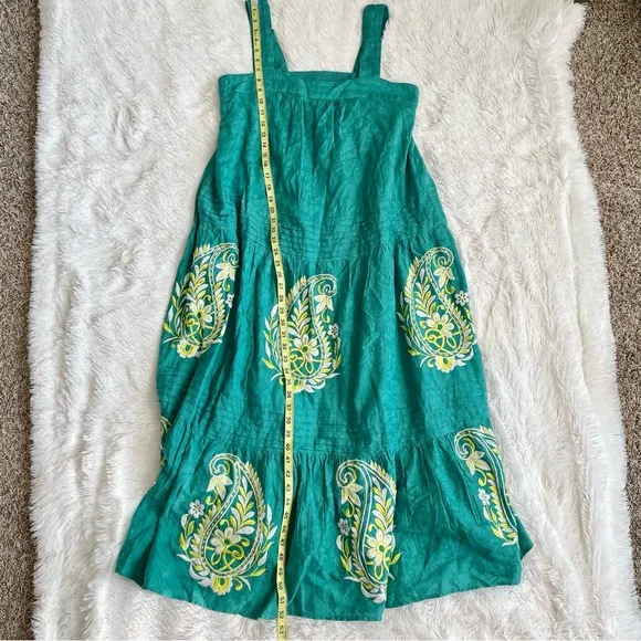 Anthropologie Felicity Embroidered Maxi Dress Tiered Pockets CutOut Boho Prairie
