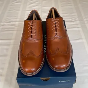 NWOT Cole Haan Men's Brown Leather Dress Shoes, Size 11.5M