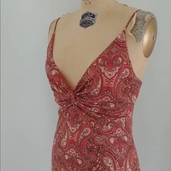NWT LAUNDRY Paisley Print Coral Slip Lined Dress Women's Size 8