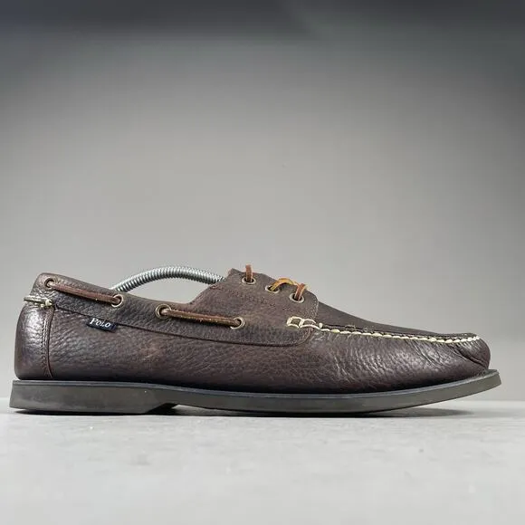 Polo Ralph Lauren BIENNE Men’s Size 12 D Brown Leather Casual Boat Shoes Casual