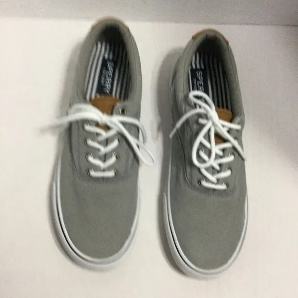 Sperry Halyard LL SW Ash Size 13W Gray Canvas Men’s Casual Lace Up STS22045