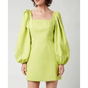 Ted Baker Disina Mini Jacquard Exaggerated Sleeve Dress in Yellow Lyst NWT Size