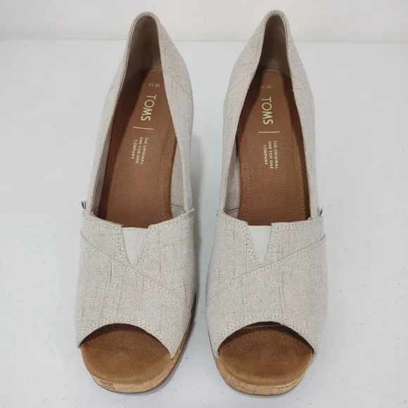 TOMS Stella Classic Cork Wedge Pump Women's Size 10 (FITS LIKE 9)