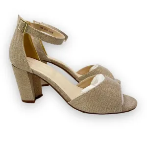 Touch Ups Womens Amaya Champagne Gold Silver Open Peep Toe Dress Sandals Heels